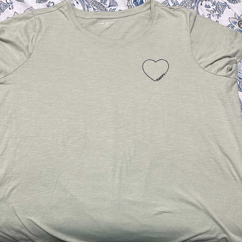 Lane Bryant Stitched “Happy” Heart Crew Neck Tee